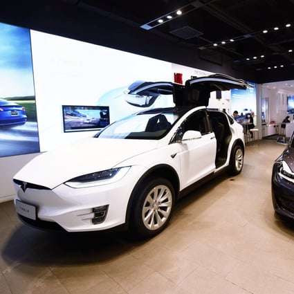 Tesla cars displayed at a showroom in Hangzhou, China. Source: SIPA Asia via ZUMA Wire