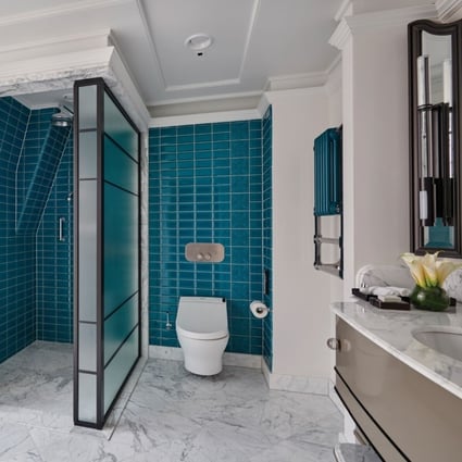 A bathroom featuring Toto fittings. The important thing is to ensure that accents and textures come together as a whole. Photo: Toto