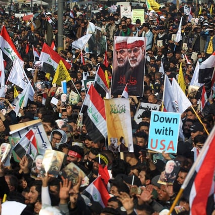 Iraqi demonstrators rallied in Tahrir Square in Baghdad on January 3 to mark one year after a US drone strike killed Iran's revered Quds Force commander, General Qassem Soleimani, and his Iraqi lieutenant, Abu Mahdi al-Muhandis, near Baghdad International Airport. Photo: AFP