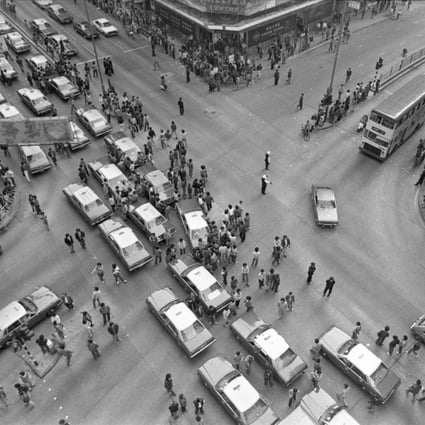 Taxi drivers on strike in January 1984. Photo: SCMP