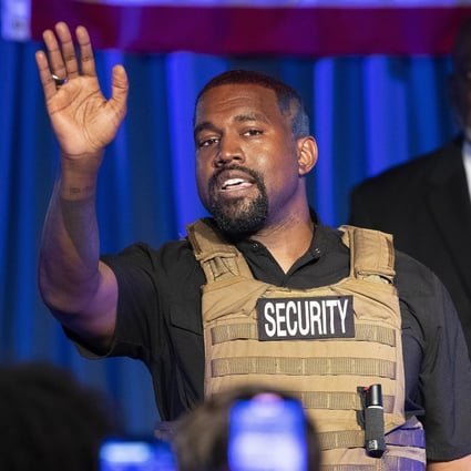 Rapper Kanye West makes his first US presidential campaign appearance in North Charleston, South Carolina, the US, in July last year. His quixotic 2020 presidential campaign made him one of the pop culture figures that defined the Trump years. Photo: AP