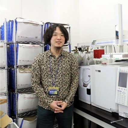 Shota Ishida with the equipment his company uses to sniff out bad body odours. Photo: Handout