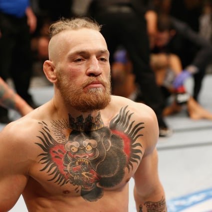 UFC star Conor McGregor celebrates his TKO win over Dustin Poirier after their featherweight fight at UFC 178 in Las Vegas in 2014. Photo: Zuffa LLC