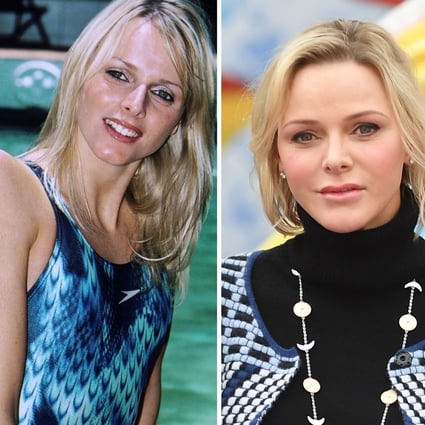 Princess Charlene of Monaco, from then to now. Photos: @flowers55/Pinterest, Getty