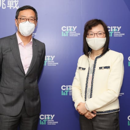 Albert Wong (left), CEO of Hong Kong Science and Technology Parks Corporation, and Rebecca Pun, Hong Kong’s commissioner for innovation and technology, hope the City I&T Grand Challenge will attract innovative smart city ideas from around the world.