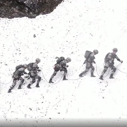 Chinese troops on exercise to prepare for the extreme conditions in the disputed Himalayan border region between China and India. Photo: Handout