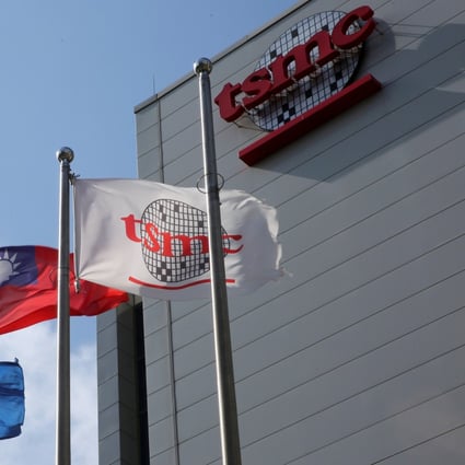 Flags are are displayed outside TSMC headquarters in Hsinchu, Taiwan. Photo: Reuters