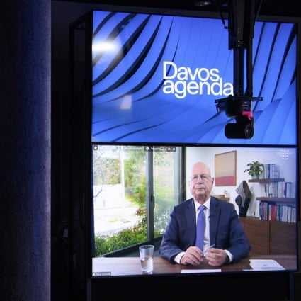 German Klaus Schwab, founder and executive chairman of the World Economic Forum, at a virtual press conference to preview next week’s Davos Agenda 2021. Photo: EPA-EFE