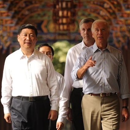 Future presidents Xi Jinping and Joe Biden outside Chengdu in China’s southwestern province of Sichuan in August, 2011. Photo: AFP