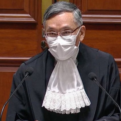 New Chief Justice Andrew Cheung attends the ceremony to mark the opening of the legal year, at the Court of Final Appeal, on January 11, 2021. Photo: Now TV