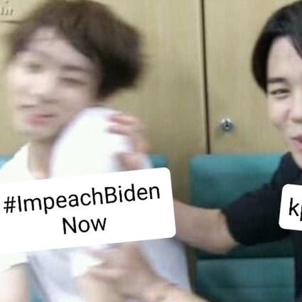 A K-pop meme tagged #ImpeachBidenNow on Twitter. Photo: Twitter