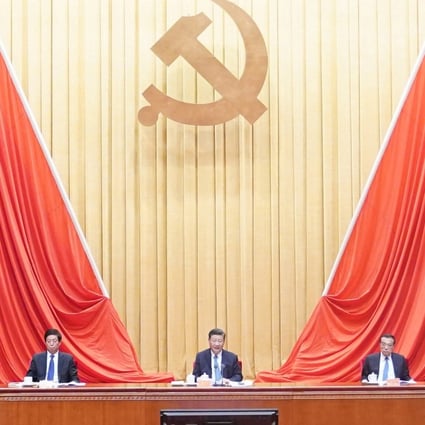 President Xi Jinping (centre) addresses the meeting in Beijing on Friday. Photo: Xinhua