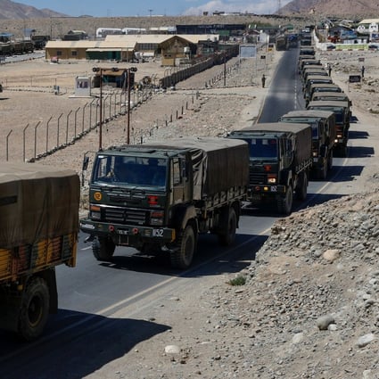 Military trucks seen in the Ladakh region. Photo: Reuters