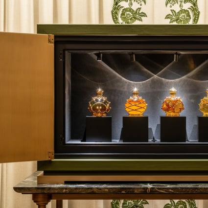The perfume bottles and cabinet of Henry Jacques’ Jewellery collection were designed by the brand’s artistic director, Christophe Tollemer. Photo: Parfums Henry Jacques