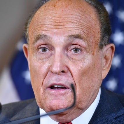 Donald Trump's personal lawyer Rudy Giuliani speaking at a news conference at the Republican National Committee headquarters in Washington in November. Photo: AFP