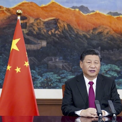 Xi Jinping delivered the address via videolink. Photo: Xinhua