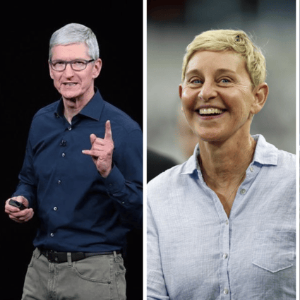 Tim Cook, Ellen DeGeneres and Elton John are three of the richest members of the LGBTQ+ community in the world. Photos: @timcook_ing/Instagram, USA Today Sports, AP