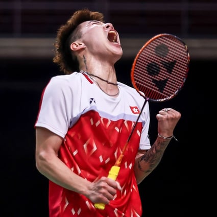 Lee Cheuk-yiu celebrates after beating Indonesia’s Anthony Ginting in the second round at the Toyota Thailand Open in Bangkok. Photo: AFP/Badminton Association of Thailand