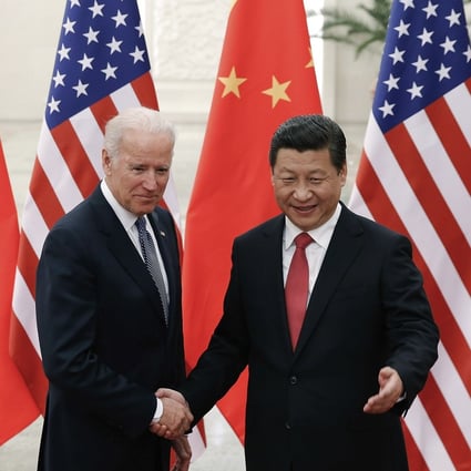 Chinese President Xi Jinping, right, shakes hands with then US vice-president Joe Biden in 2013 in Beijing. Photo: AP