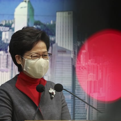 Chief Executive Carrie Lam meets the press in Tamar before the Executive Council meeting on February 2. Photo: Nora Tam