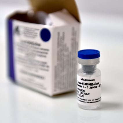 A vial of the Sputnik V vaccine is seen during a trial in Moscow in September last year. The decision by Hungary, an EU member, to buy the Russian-made vaccine was not well received by the European authorities. Photo: AFP