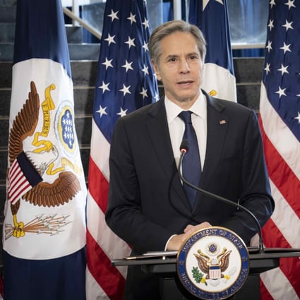 US Secretary of State Antony Blinken addresses employees on his first day of work at the Department of State on January 27. Photo: Zuma Wire