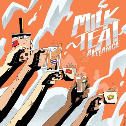 A Milk Tea Alliance poster by artist Sina Wittayawiroj has gone viral on social media. Photo: Twitter