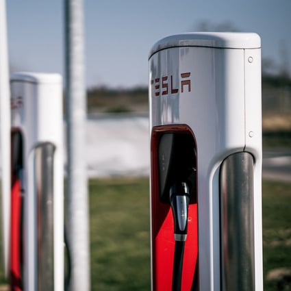Company says a 15-minute charge by a supercharger can add 250km to its cars’ driving range. Photo: Shutterstock Images