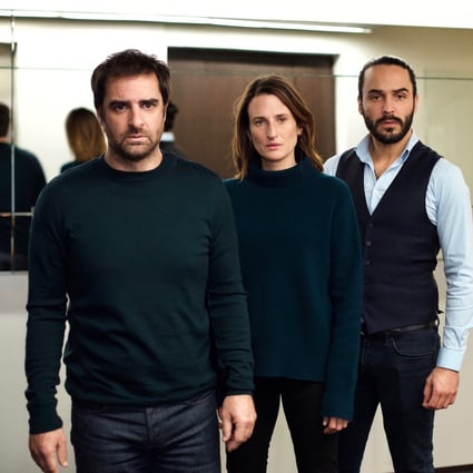 Gabriel (Grégory Montel, left), Andrea (Camille Cottin) and Hicham (Assaad Bouab) in season four of the French comedy series “Call My Agent” on Netflix. Photo: Netflix