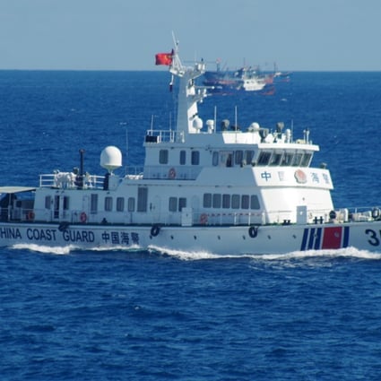 A Chinese coastguard vessel sails near the Senkaku Islands in the East China Sea. File photo: AP