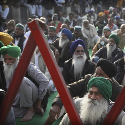 Protesting Indian farmers gather at the Delhi-Uttar Pradesh border in New Delhi on January 28. Photo: AP