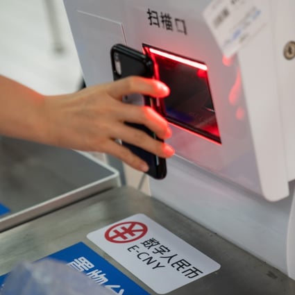 The digital yuan, known officially as the Digital Currency Electronic Payment (DCEP), is part of China’s plan to move towards a cashless society. Photo: Bloomberg