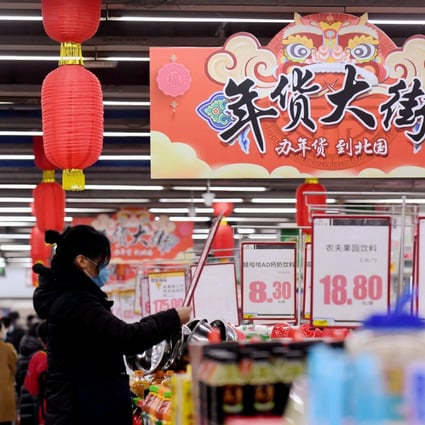 China’s official consumer price index (CPI) fell to minus 0.3 per cent in January from a year earlier, from 0.2 per cent in December, according to data released by the National Bureau of Statistics (NBS). Photo: Xinhua