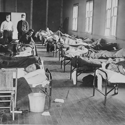 Spanish flu victims at a barracks hospital on the campus of Colorado Agricultural College, Fort Collins, Colorado, in 1918. Even the Spanish flu, which killed an estimated 100 million people, did not cause a prolonged downturn. Photo: Getty Images