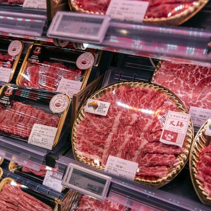 Imported Australian beef at an Ole supermarket in Shanghai in January. Many Chinese shoppers grow reluctant to buy overseas food products after Covid-19 infections were reported among people handling such items. Photo: Bloomberg