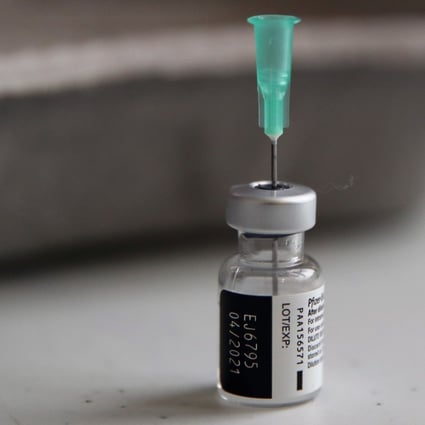 A vial of the Pfizer-BioNTech vaccine against Covid-19. Photo: AP