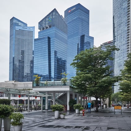 Towers in Singapore’s financial district, around Marina Bay. The city state will unveil its 2021 budget on Tuesday. Photo: Bloomberg