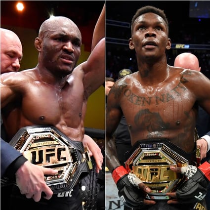 UFC welterweight champion Kamaru Usman and middleweight champion Israel Adesanya. Photos: Zuffa LLC via Getty Images