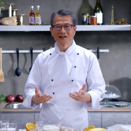 Hong Kong finance minister Paul Chan dresses as a chef for a video promoting the consultation period for the budget. Photo: Facebook