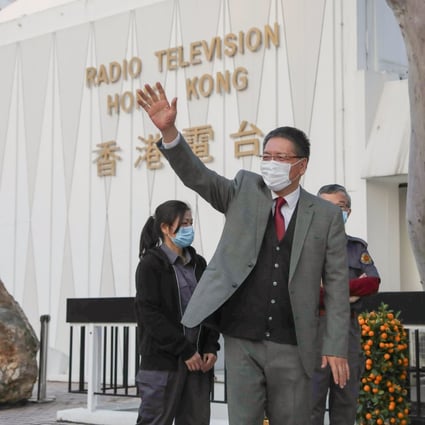 Director of Broadcasting Leung Ka-wing leaves RTHK Headquarters in Kowloon Tong on Friday. Photo: May Tse
