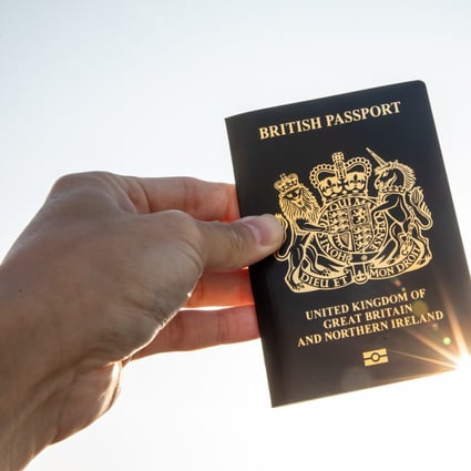 A copy of the British National (Overseas) passport arranged in Hong Kong. UK developers are hoping to capitalise on an expected influx of Hongkongers. Photo: Bloomberg
