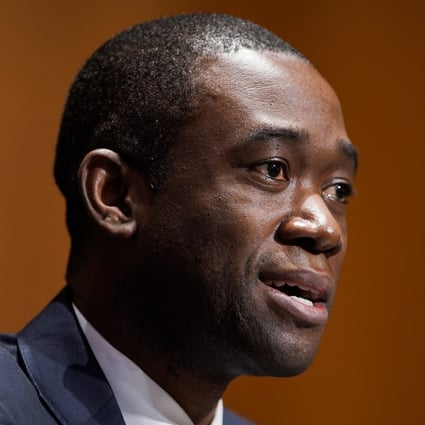 Wally Adeyemo answers questions during his Senate Finance Committee nomination hearing in Washington on Tuesday to be the next US deputy treasury secretary. Photo: EPA-EFE