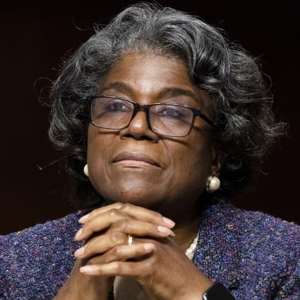 Linda Thomas-Greenfield testifies during her confirmation hearing in Washington in January. The US Senate has confirmed her as President Biden's United Nations ambassador. Photo: AP