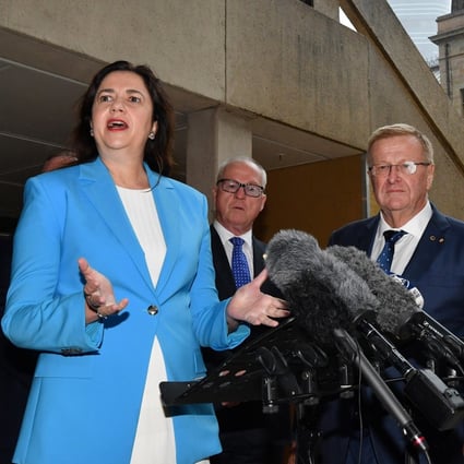 Queensland Premier Annastacia Palaszczuk and Australian Olympic Committee president John Coates at a news conference on Brisbane’s bid to host the 2032 Olympics. Photo: Reuters
