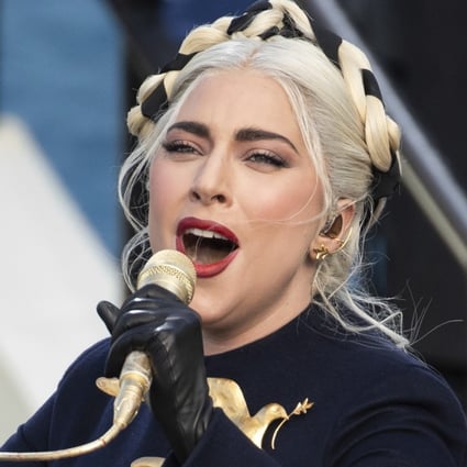 Lady Gaga sings the national anthem during President-elect Joe Biden's inauguration at the US Capitol in January. Photo: AP