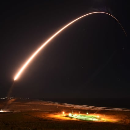 An unarmed Minuteman III intercontinental ballistic missile is test-fired from the US’ Vandenberg Air Force Base in California on Tuesday. Photo: Handout
