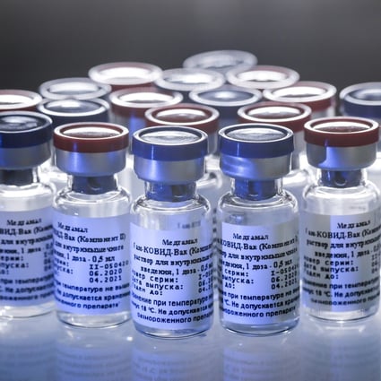 Russia’s Covid-19 vaccine is on display at the Nikolai Gamaleya National Centre of Epidemiology and Microbiology in Moscow in August. Photo: Russian Direct Investment Fund via AP