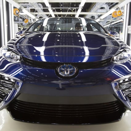 A Toyota Mirai hydrogen fuel-cell vehicle on the production line of the company’s plant in Aichi, Japan. Photo: Bloomberg