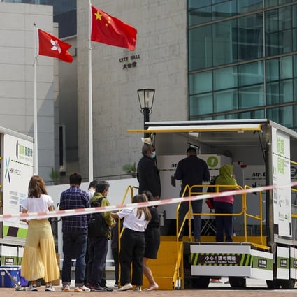 Hong Kong health authorities set up a mobile testing station in Central on Friday. Photo: Felix Wong