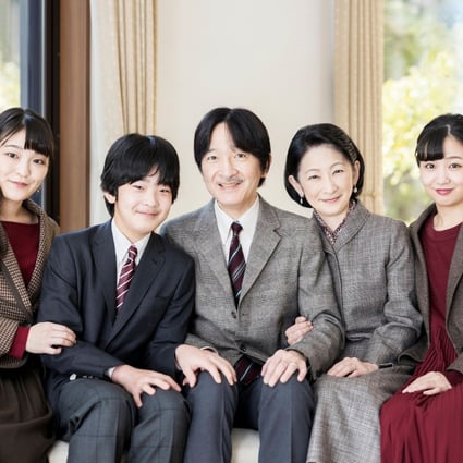 Prince Akishino, centre, is next in line for Japan’s royal crown, with Prince Hisahito, second left, the ultimate heir. Photo: AFP